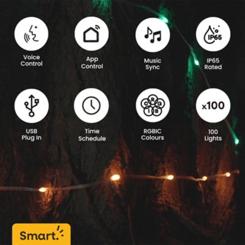 Image of ValueLights Smart Colour Changing String Fairy Lights With App Control And Music Sync Multi