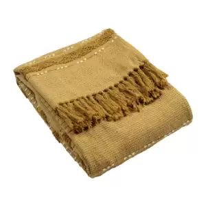 Image of Sundown Woven Tufted Stripe Throw Ochre