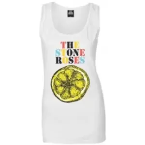 Image of Stone Roses Multi Colour Lemon Ladies White Vest: Small
