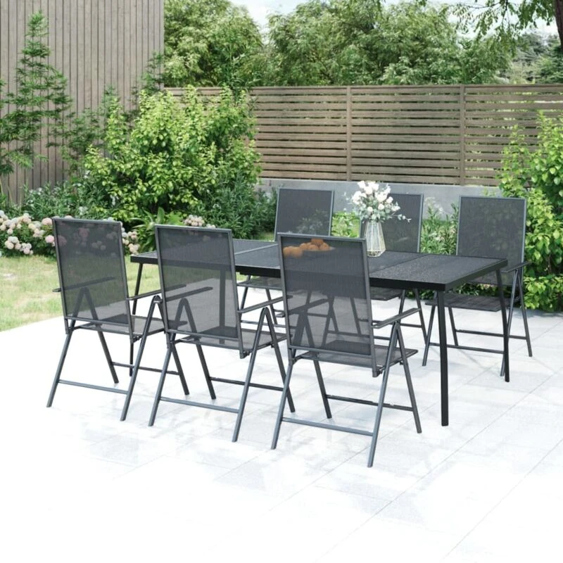 Image of VIDAXL 7 Piece Garden Dining Set Anthracite Steel Vidaxl 3187983