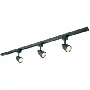 Image of Loops - 1m Adjustable Ceiling Track Spotlight Kit Matt Black 3x GU10 Downlight Rail