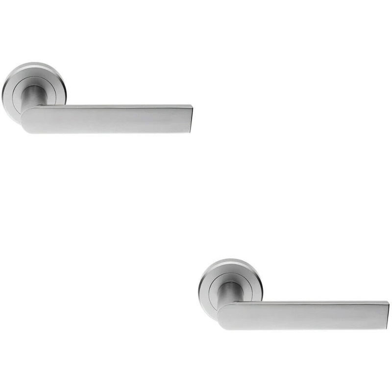 Image of Loops 2x PAIR Flat Rectangular Bar Handle on Round Rose Concealed Fix Satin Chrome Multi