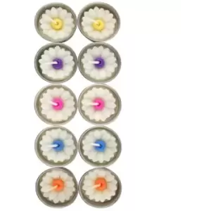 Image of Box of 10 Daisy Candles with Coloured Centre