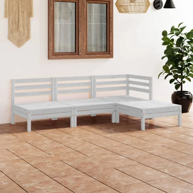 Image of VIDAXL 4 Piece Garden Lounge Set Solid Pinewood White Vidaxl 8720286685105