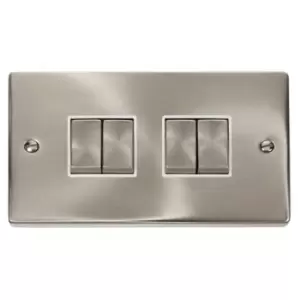 Image of Click Deco 10 AX 4 Gang 2 Way Plate Switch White Satin Chrome VPSC414WH