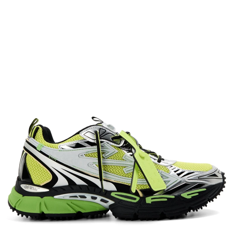 Image of Off White Mens Be Right Back Low-Top Trainers Silv/Green Fluo male 6 (39)