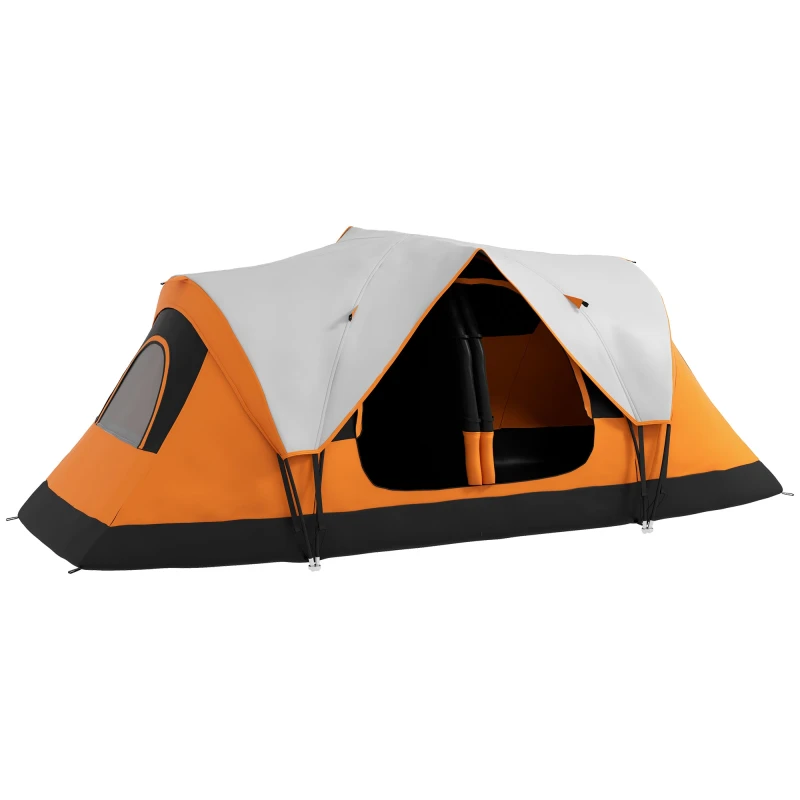 Image of Outsunny 2 Room Camping Tent with Waterproof Rainfly & Screen Panels Orange