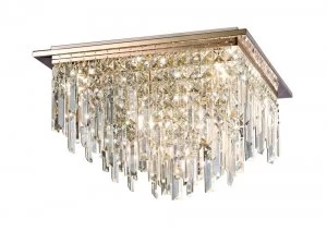 Image of FlushFlush Ceiling Square 6 Light G9 Rose Gold, Crystal