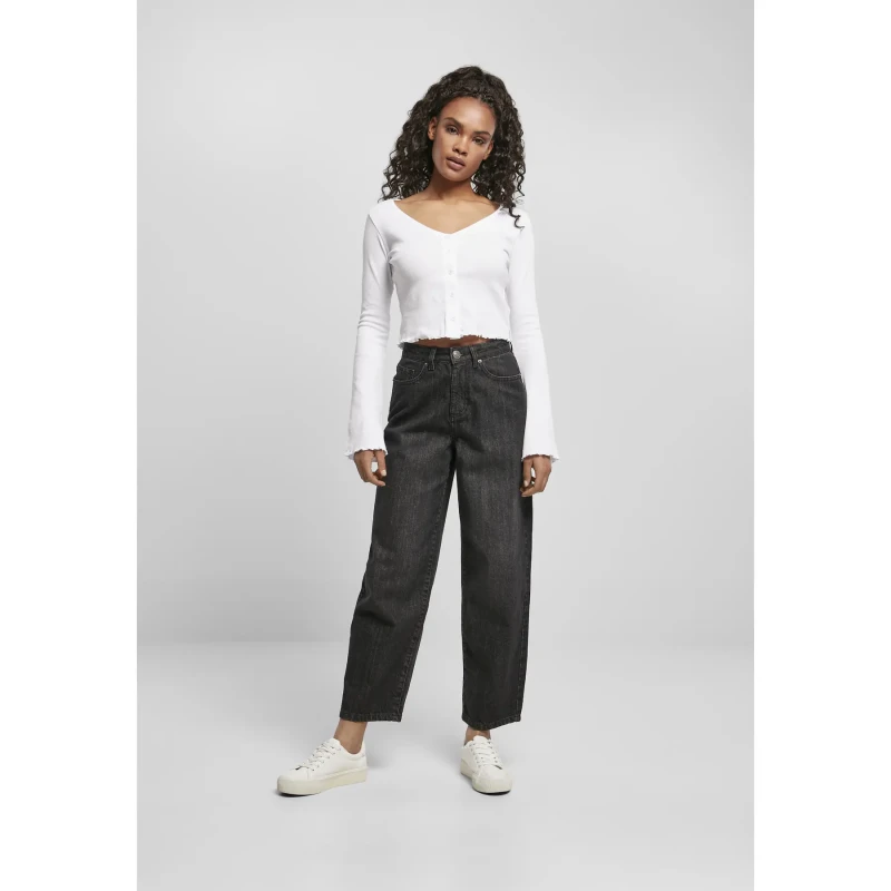 Image of Urban Classics Womens high waist cropped jeans Urban Classics Noir Female 29