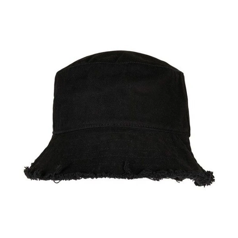 Image of Yupoong Mens Flexfit Alpha Open Edge Bucket Hat in Black Male One Size