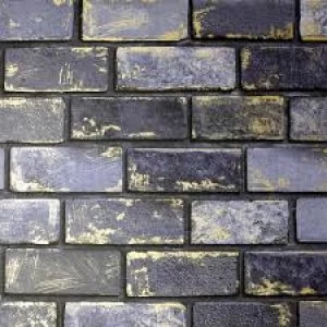 Image of Arthouse Metallic Brick Effect Wallpaper Navy/Gold
