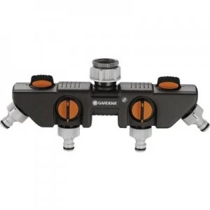 Image of GARDENA 8194-20 4-way splitter Hose connector, 26.44mm (3/4) OT, 33.25mm (1) OT with pressure regulator