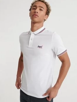 Image of Superdry Classic Micro Lite Polo Shirt, White, Size S, Men