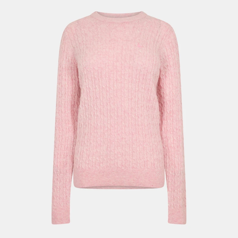 Image of Jack Wills Jack Tinsbury Merino Wool Blend Cable Knitted Jumper Women Pink 09 female 4(3XS)