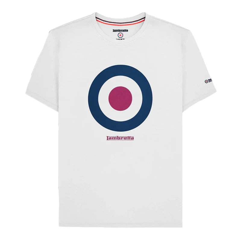 Image of Lambretta Lambretta Men SS24 Target T-Shirt in White Size: 3X-Large White XXXL Male 5063703649971