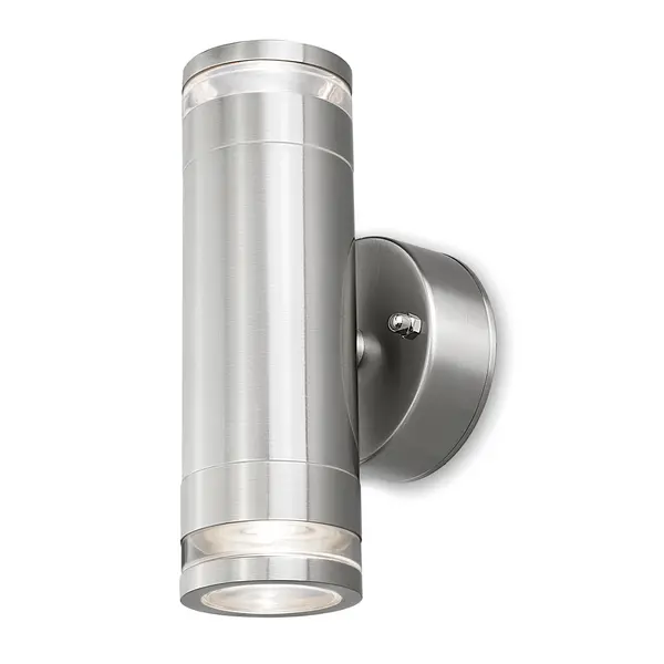 Image of 4lite Marinus GU10 Bi-Directional Outdoor Wall Light without PIR - Stainless Steel (Single)