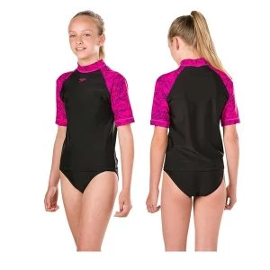 Image of Speedo Boom Rash Top Junior Black/Pink 28"