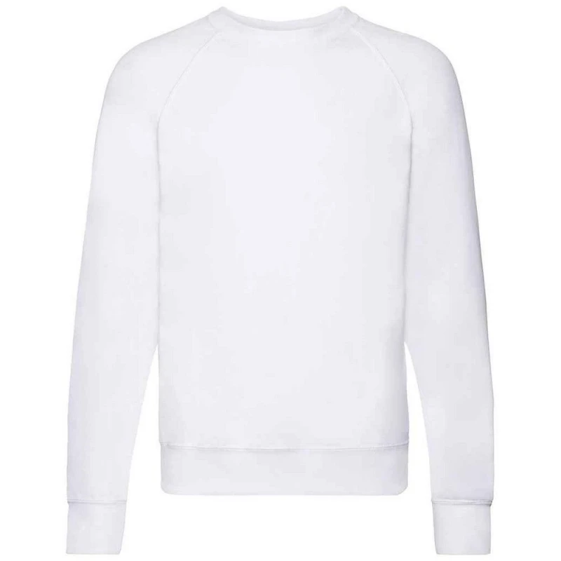 Image of Fruit Of The Loom Fruit of the Loom Men Lightweight Raglan Sweatshirt in White Size: Small White S Male 5063425937974