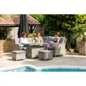 Image of Katie Blake Milan Compact Corner Unit with 100 x 80cm Glass Dining Table - Grey