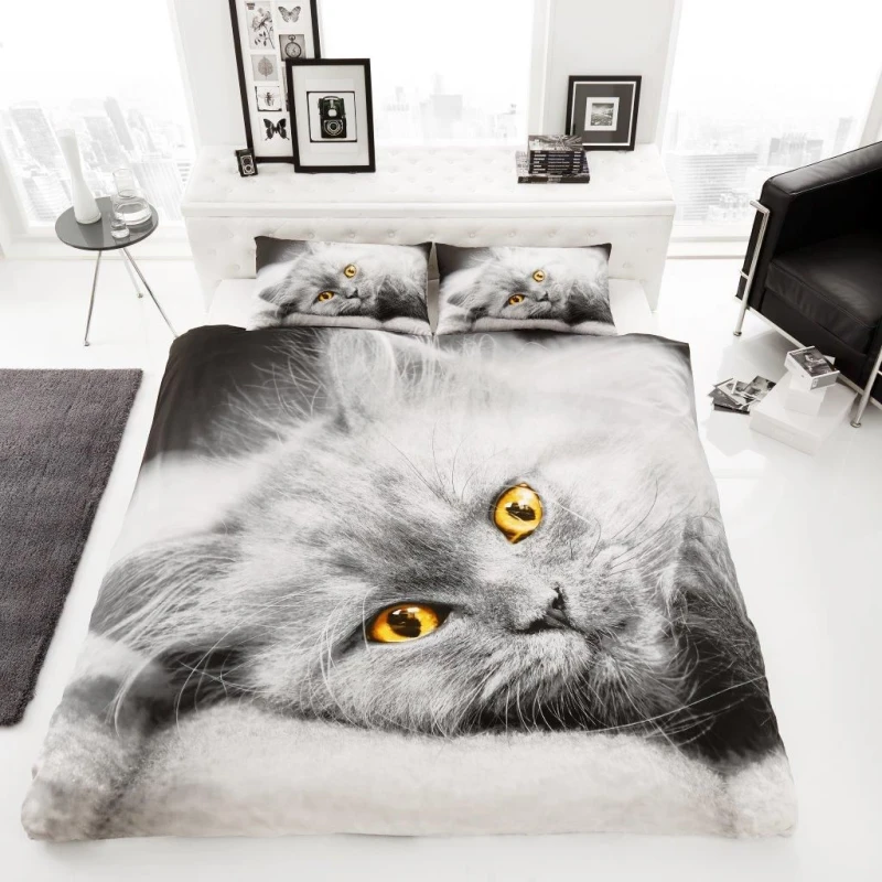 Image of Smart Living Smart Living 3D Effect Animal Polycotton Printed Duvet Cover Set in Silver Size: King Silver King Unisex 5051346129240