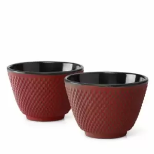 Image of Bredemeijer Set of 2 Tea Cups Xilin Design Cast Iron - Red