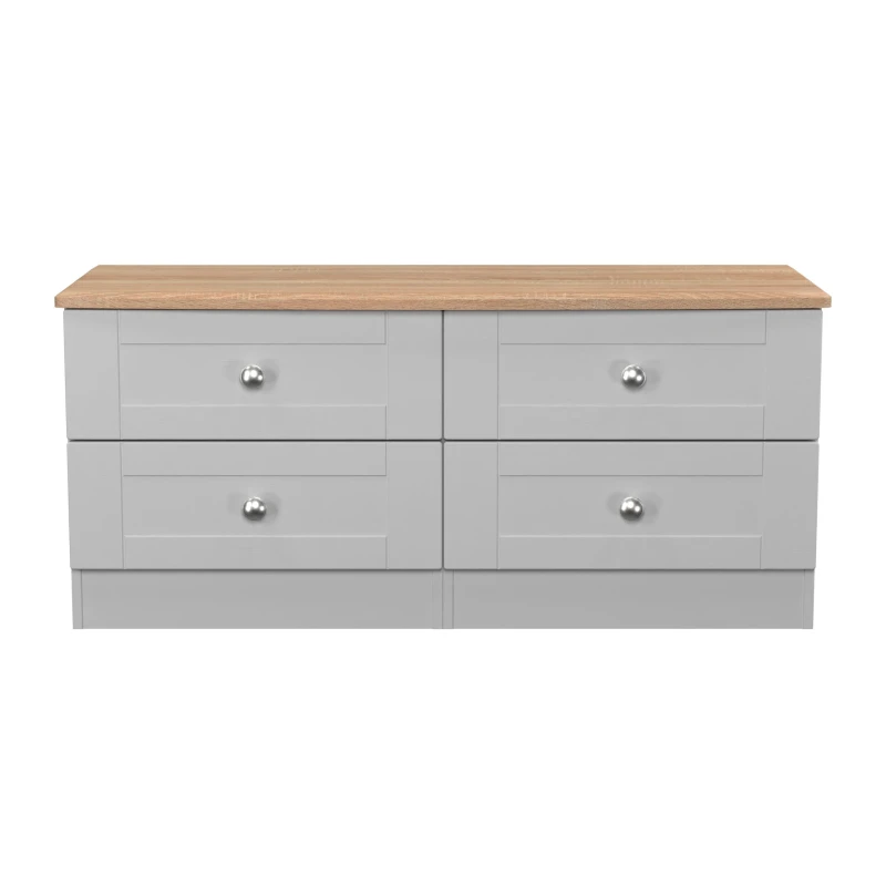Image of Santander Ready Assembled Matt Grey & Oak 4 Drawer Wide Chest (H)502mm (W)1117mm (D)414mm