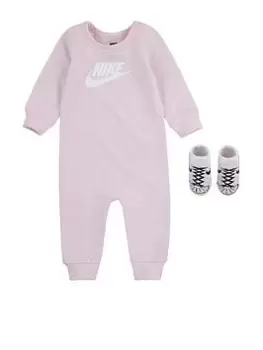 Image of Nike Coverall & Booties Set - Pink, Size 9 Months