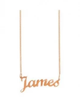 Image of The Love Silver Collection Rose Gold Plated Sterling Silver Personalised Script Name Necklace On Adjustable Curb Chain