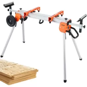 Image of 100in Mitre Saw Stand with One Piece Mounting Brackets Sliding Rail 500lbs - Vevor