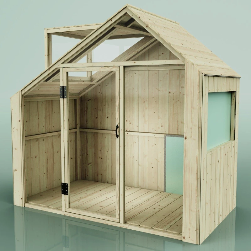 Image of OutdoorToys PolarPlay Kids Scandinavian Style Wooden Playhouse - Asta Sage in Beige Beige Unisex