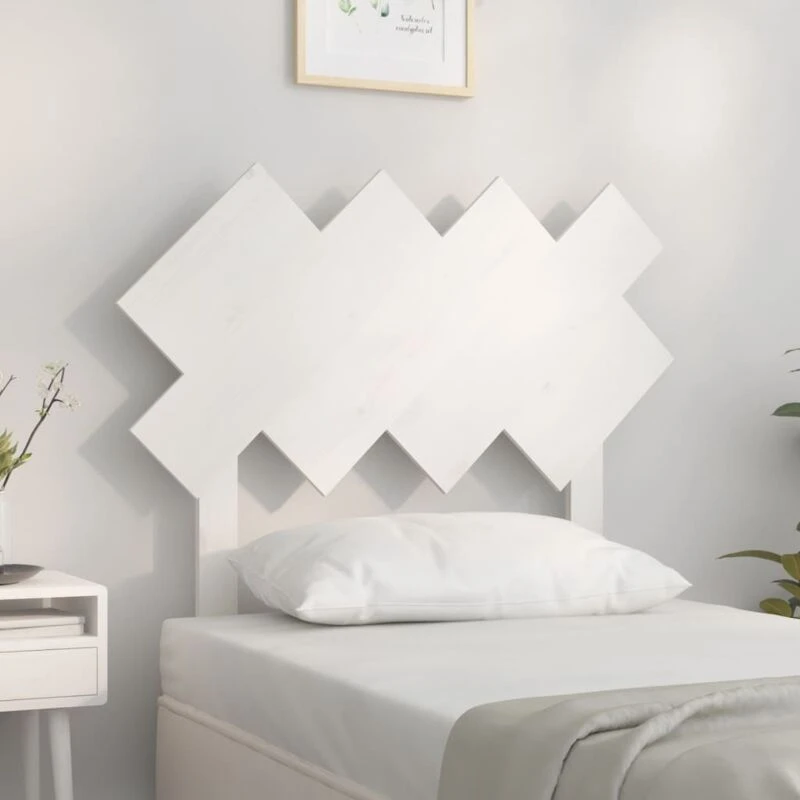 Image of Vidaxl Bed Headboard White 92X3X81cm Solid Wood Pine, White 819201