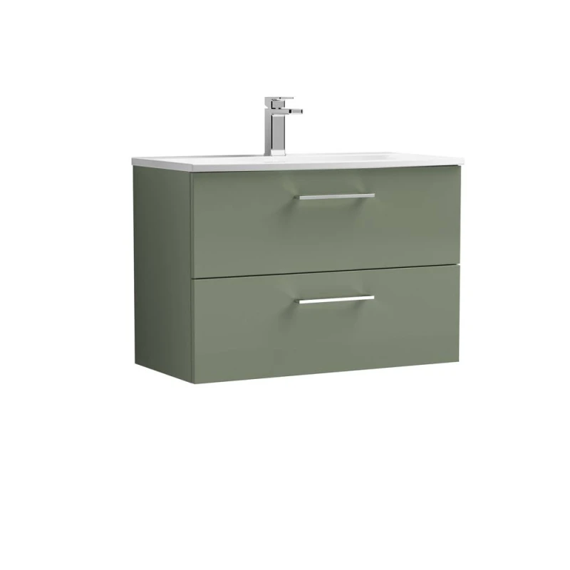 Image of Balterley Bathroom 2 Soft Close Drawer Wall Hung Vanity Unit Basin, Green, 800mm in Green Green Unisex