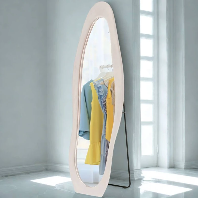 Image of FURNOS Retro Irregular Freestanding Full Length Mirror Pink Pink Unisex