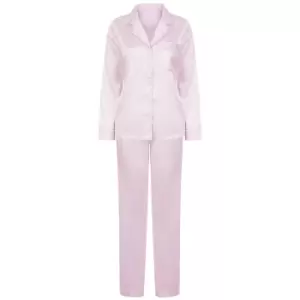 Image of Towel City Womens/Ladies Satin Long PJ Set (XS/S) (Light Pink)