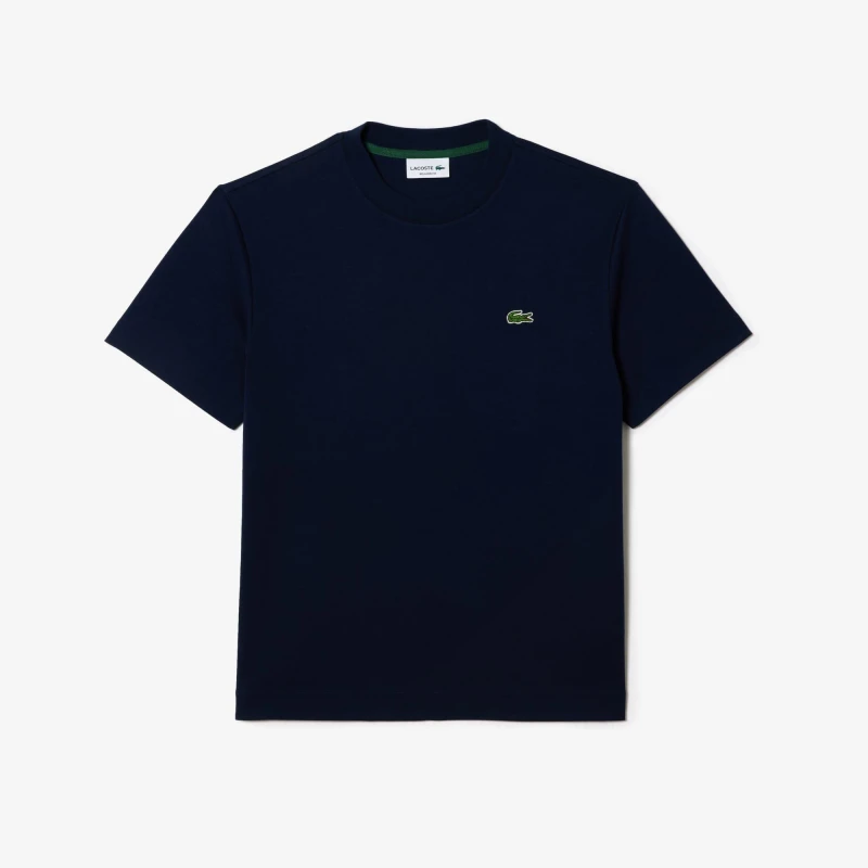 Image of Lacoste Crewneck Organic Cotton T-Shirt - Blue Blue S