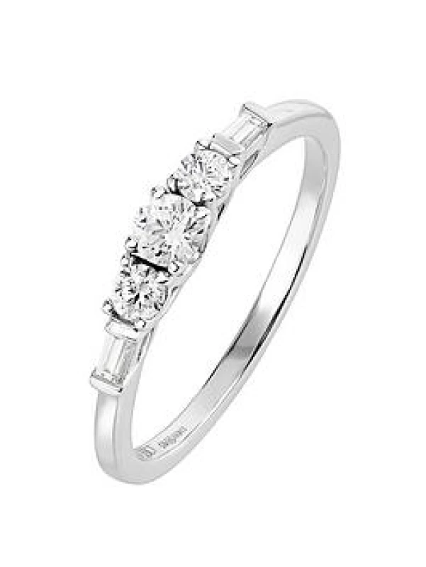 Image of The Fine Collective White Gold Natural Diamond Five Stone Ring Gold female