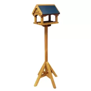 Image of Deluxe Traditional Wooden Garden Bird Seed Feeder Table with Slate Roof