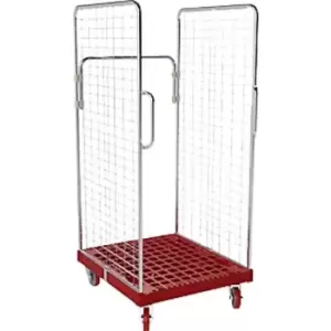 Image of ESB Roll Container, 2 Side Mesh Panels with Safety Handles, Flame Red