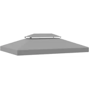 Image of Outsunny - 3x4m Gazebo Replacement Roof Canopy 2 Tier Top UV Cover Patio Grey