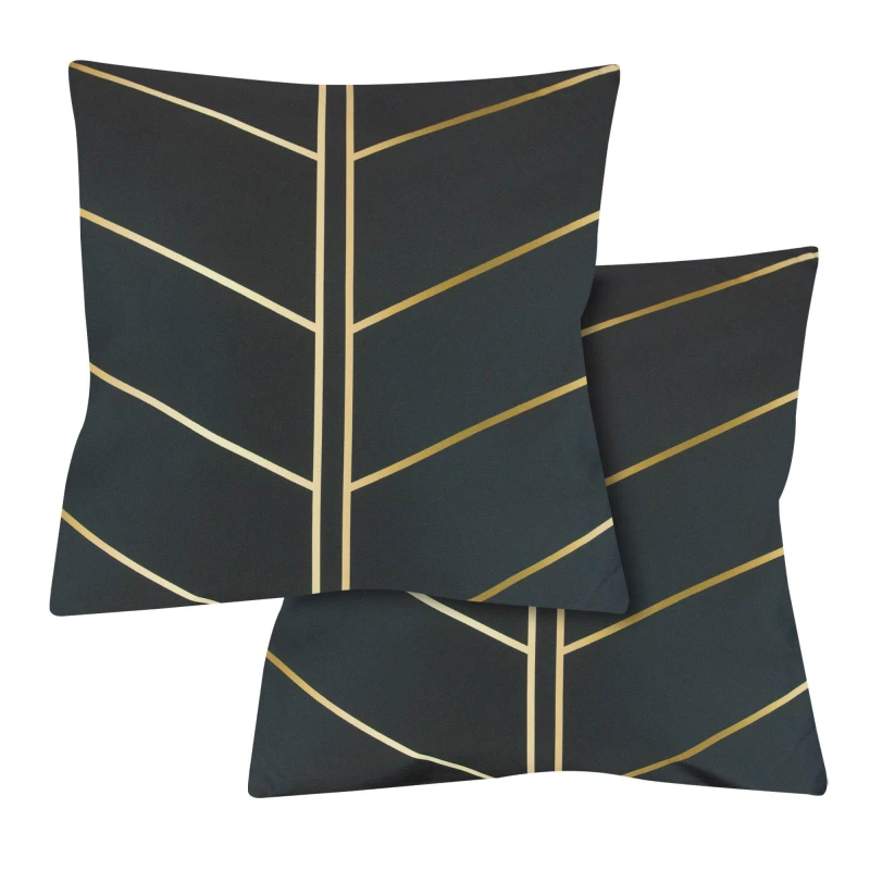 Image of Streetwize Outdoor Scatter Cushions - Gold Palm Black/Gold unisex Pack of 6
