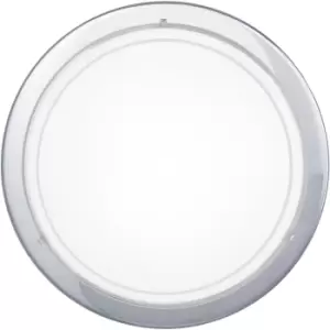 Image of Wall Flush Ceiling Light Chrome Shade White Clear Glass Painted Bulb E27 1x60W