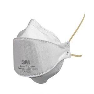 Image of 3M Aura 9310 Flat fold Unvalved Particulate Respirators FFP1 Classification White Pack of 20