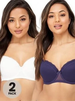 Image of DORINA Rita 2 Pack T-Shirt Bra - Ink/Ivory, Size 32D, Women