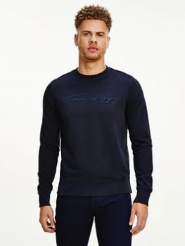 Image of Tommy Hilfiger Signature Sweatshirt - Desert Sky , Desert Sky, Size S, Men