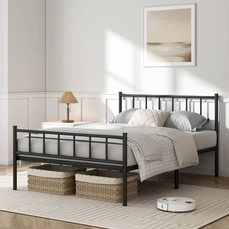Image of MCC Direct Metal Bed frame Bed Modern style Head & Footboard Finn in Black Size: Single Black Unisex Single