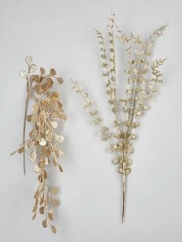 Image of Festive Set Of 4 Gold Christmas Tree Picks