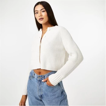 Image of Jack Wills Chenille Blend Ribbed Cardigan - Vintage Wht
