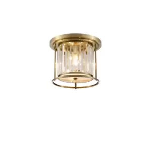 Image of Guilford Ceiling Lamp, 3 Light E27, Antique Brass, Clear