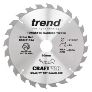 Image of Trend CRAFTPRO Wood Cutting Saw Blade 210mm 24T 30mm