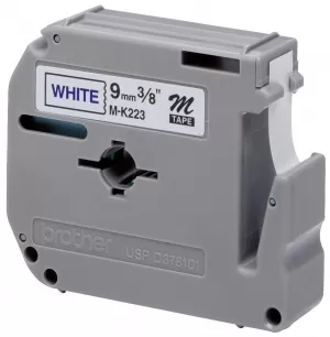 Image of Brother Mk223bz Blue On White 8m X 9mm Plastic Tape